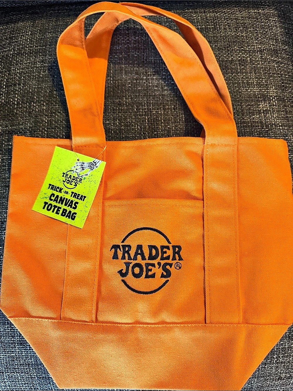 Trader Joe's Trick-or-Treat Mini Canvas Tote Bag Orange